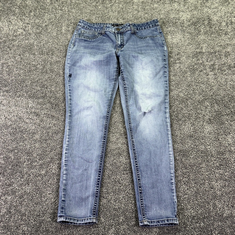 Love Indigo Jeans Womens 16 Blue Skinny Distressed Stretch Denim Light Wash
